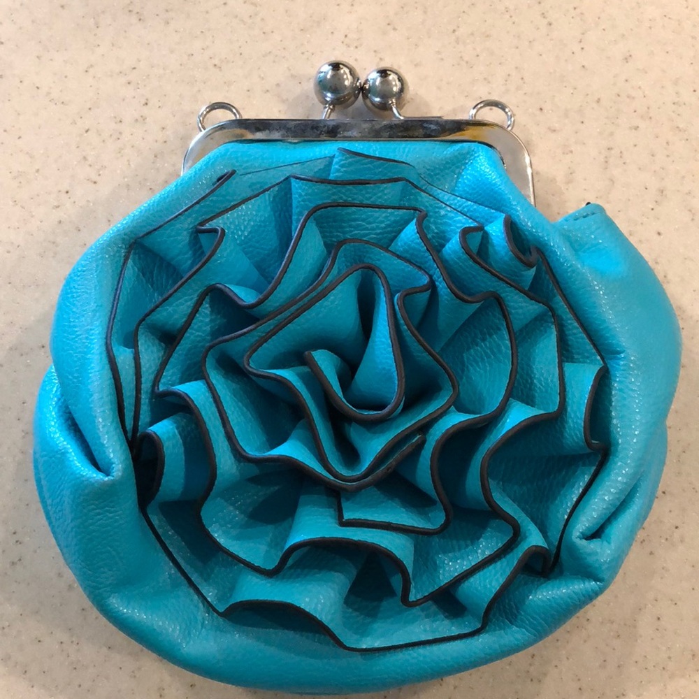 Teal flower clutch